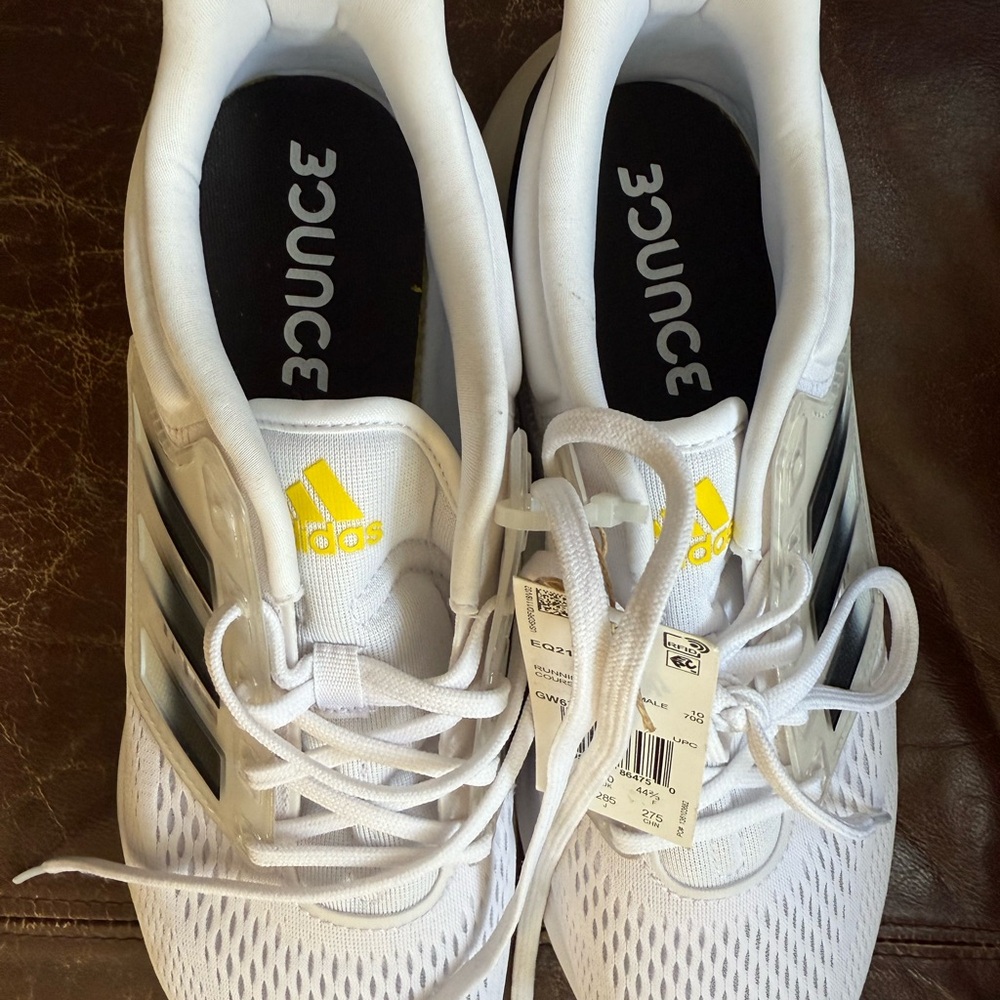 New Adidas White and Yellow Athletic Shoes with Breathable Mesh